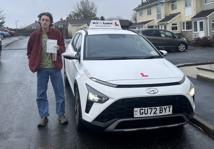 Josh Dunn-Crowley from Newton Abbot (Buckfastleigh) passed his practical driving test with Williams driving school