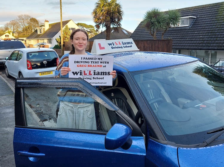 Lizzie Bumby from Brixham passed her practical driving test with Williams Driving School.