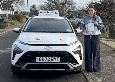 Emma Pickett from Chudleigh near Newton Abbot passed her practical driving test with Williams Driving School