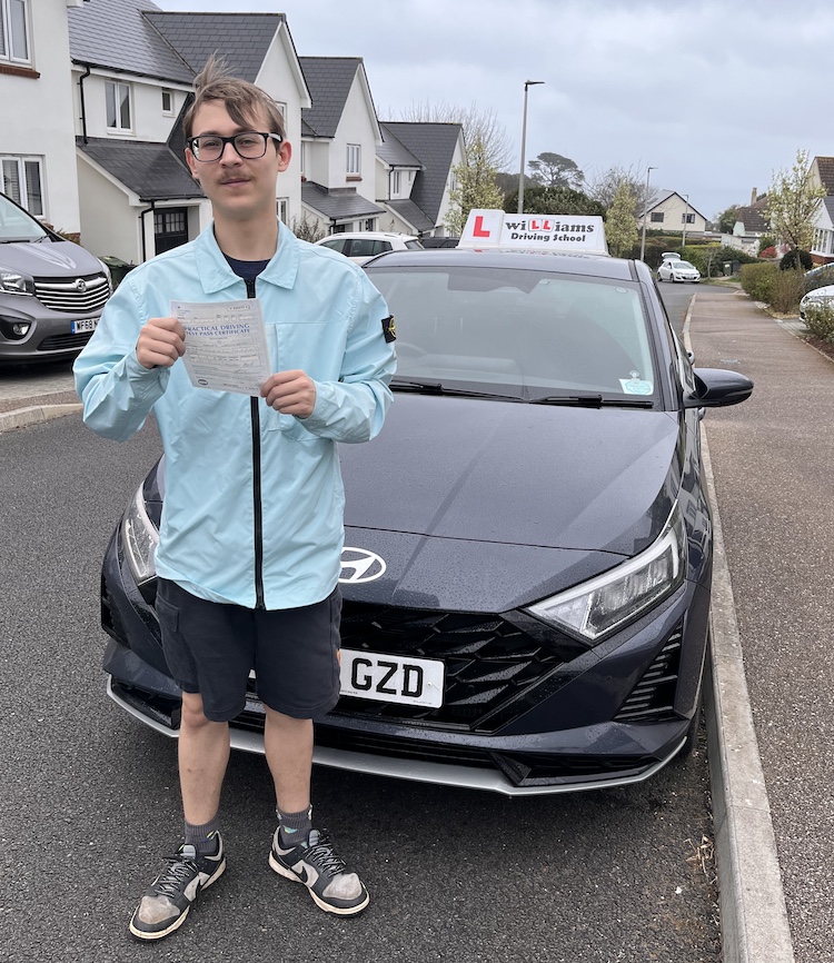 Harvey from Holcome near Teignmouth passed his practical driving test with Williams Driving School