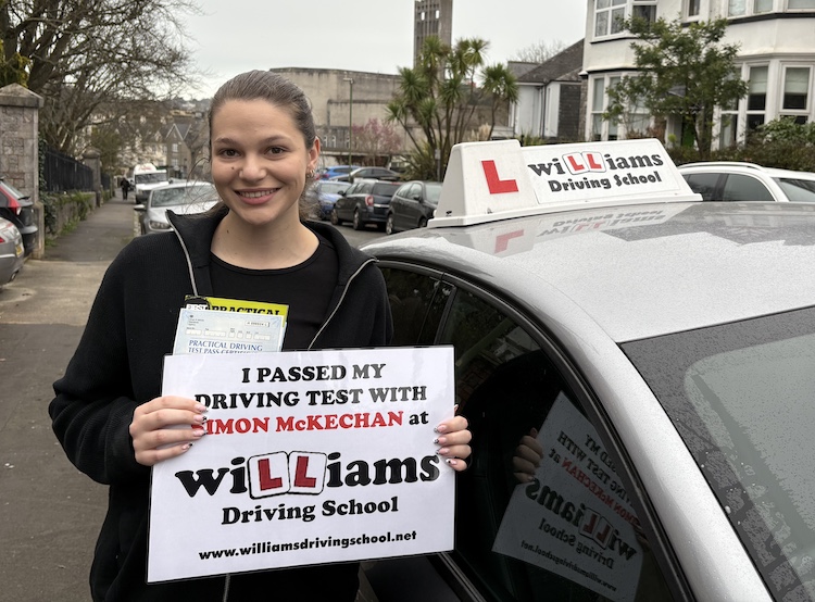 Kaylita from Torquay passed her practical driving test with Williams Driving School