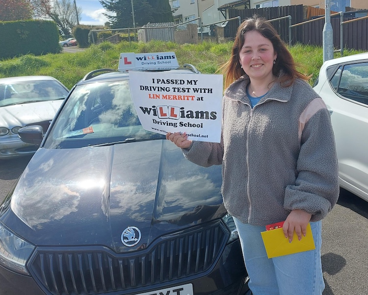 Honi Strawford from Buckfast near Newton Abbot passed her practical driving test with Williams Driving School