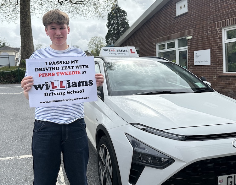 Jonah Evans from Bovey Tracey passed his practical driving test with Williams Driving School