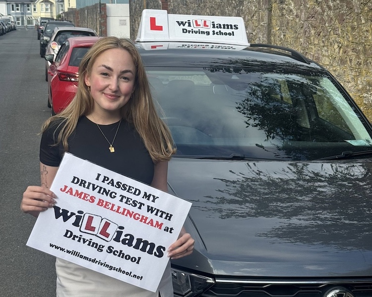 Lillie Edwards from Torquay passed her practical driving test with Williams Driving School