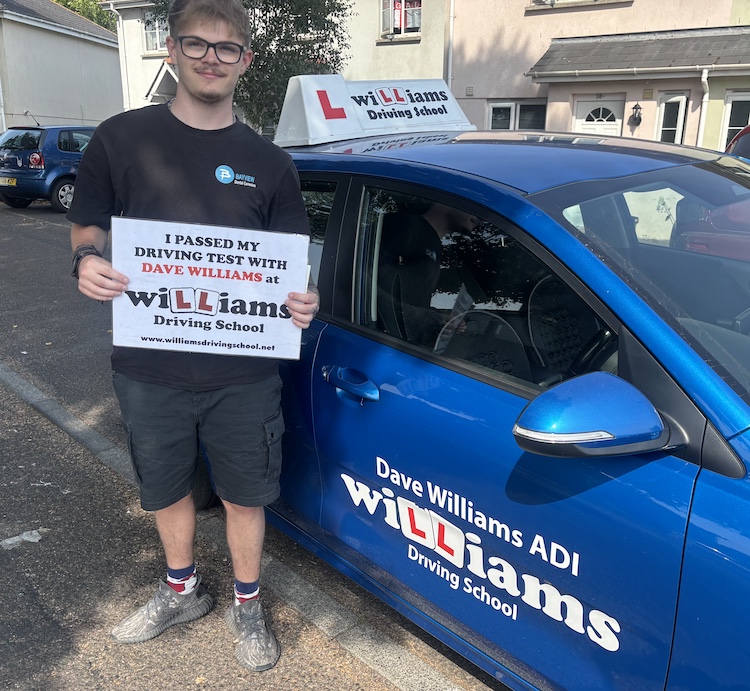 Kian Cornock from Torquay passed his practical driving test with Williams Driving School