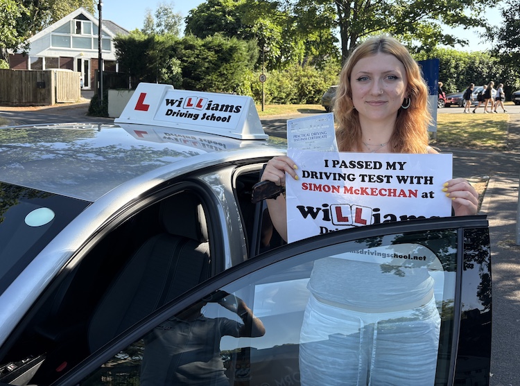 Melissa Batson from Torquay passed her practical driving test with Williams Driving School