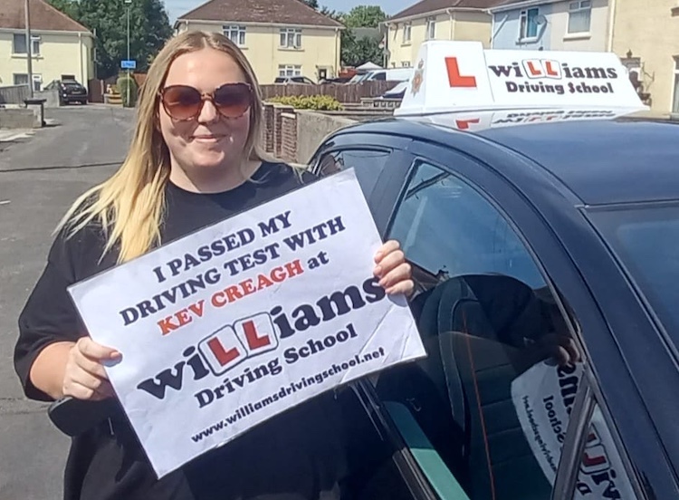 Chantelle O'Hara from Torquay passed her practical driving test with Williams Driving School