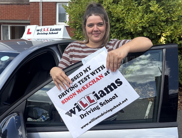 Tillie Stacey from Torquay passed her practical driving test with Williams Driving School