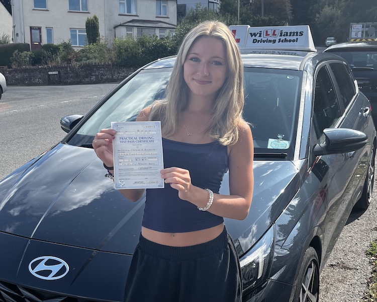 Tish from Dawlish passed her practical driving test with Williams Driving School