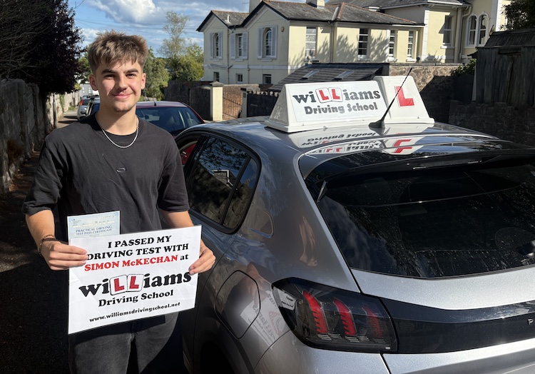 Will Mathieu from Torquay passed his practical driving test with Williams Driving School