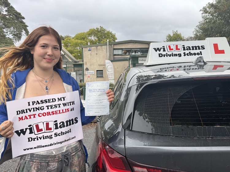 Aruna Watson of South Brent near Totnes passed her practical driving test with Williams Driving School