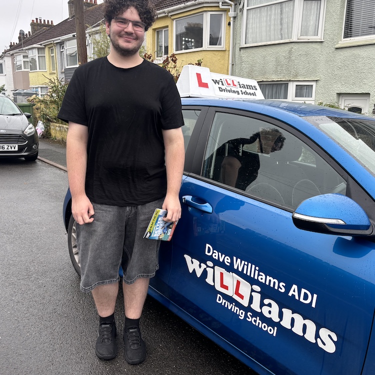 Jamie Wall from Torquay passed his practical driving test with Williams Driving School